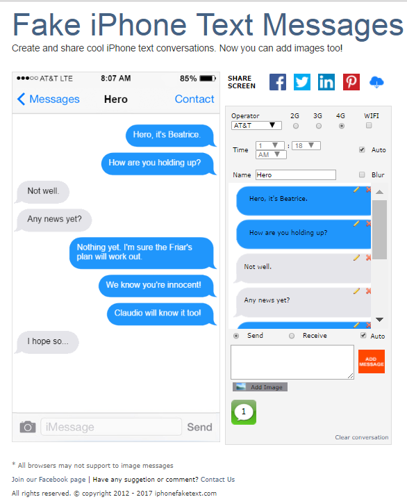 iphone fake text example